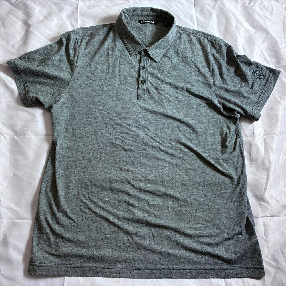 TravisMathew Golf Polo Shirt Men's XL Heather Gray Dot Pattern